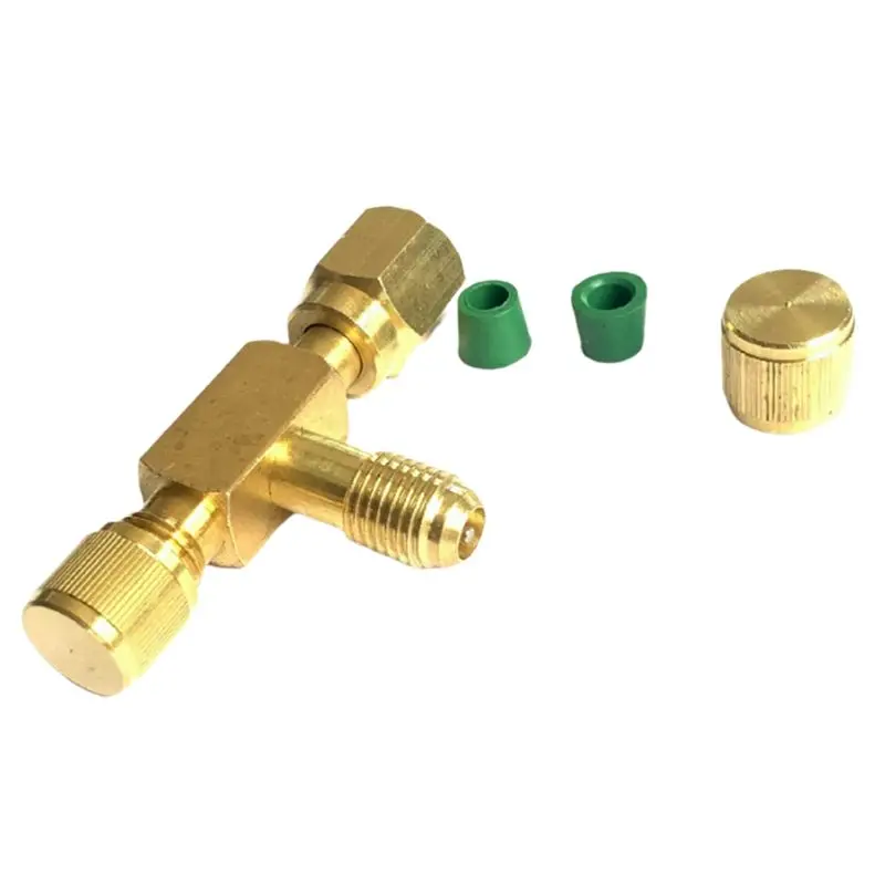 RABIT AS59~ T-Adapter With Swivel 1/4 SAE Male Thread Fittings New Pump Solid Brass Refrigeration Service Valve