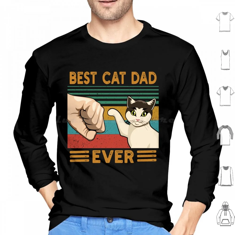 أفضل سترة بغطاء للرأس من القطن بأكمام طويلة من Best Cat Dad Ever Cat Cat Dad Fathers Day Best Cat Dad Dad Dad Ever Cats