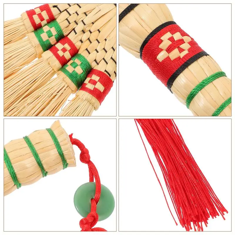 Small Broom Straw Broom Chinese Style Desktop Bed Corn Broom Woven Bed Broom Home Desktop Dust Brush Short Handle Broom for Home