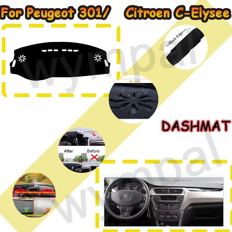 

Коврик для приборной панели Dash MatDash Mat Внутренняя крышка приборной панели автомобиля для Peugeot 301 2012-2019 для Citroen C-Elysee 2012-2018 DashMat
