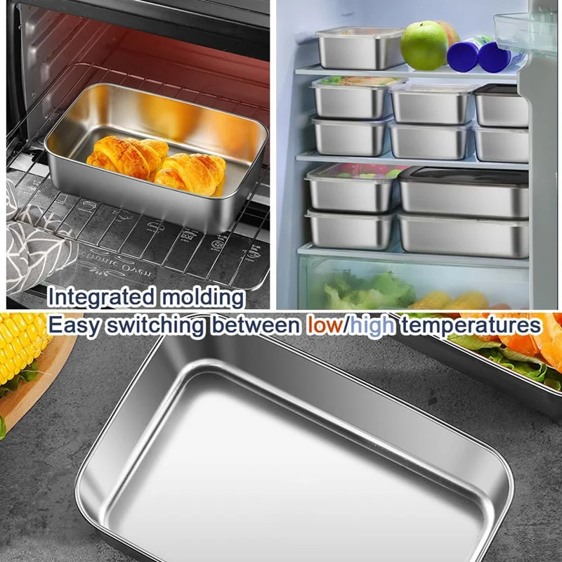Square Disk with Cover Bake Tray Cake Tray Food Grade Rectangular Food Storage Box Container-A13G