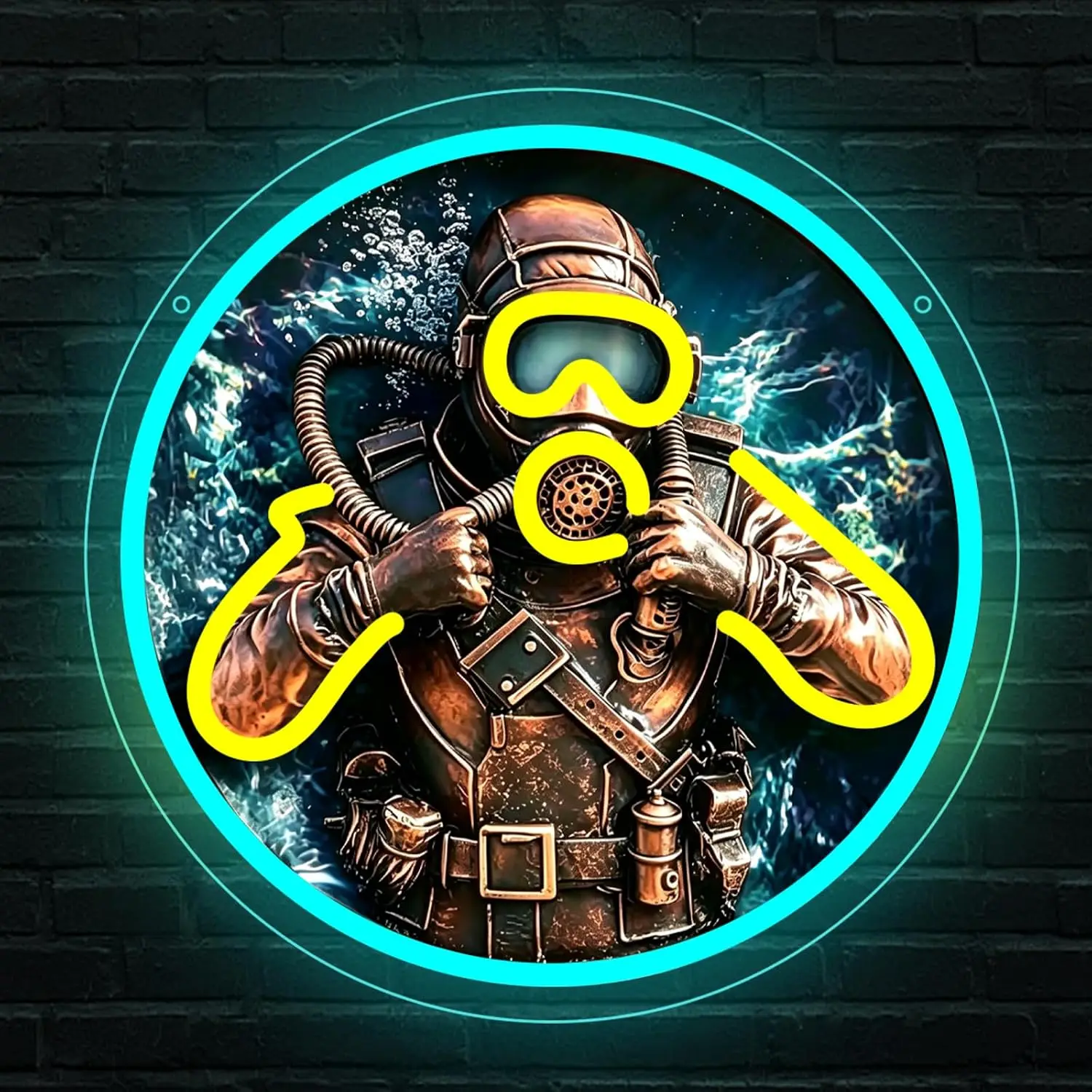 Vintage Diver LED Neon Sign USB Neon Light for Bar Man Cave Home Ocean Diving Theme Room Underwater Style Decoration Night Lamp