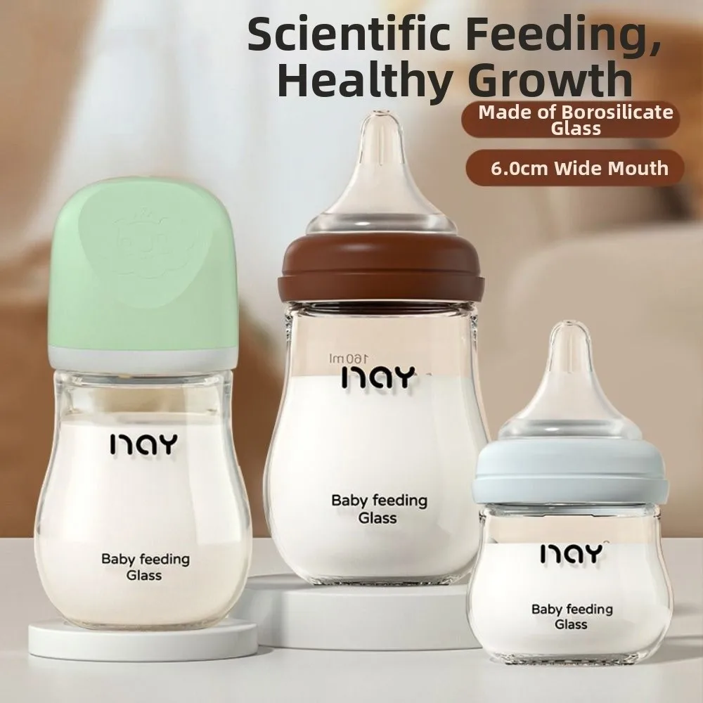 

Glass Baby Bottle Anti-flatulence Anti Choking Newborn Feeding Bottle Silicone Nipple 80/160ML Infant Milk Bottle Home/Outdoor
