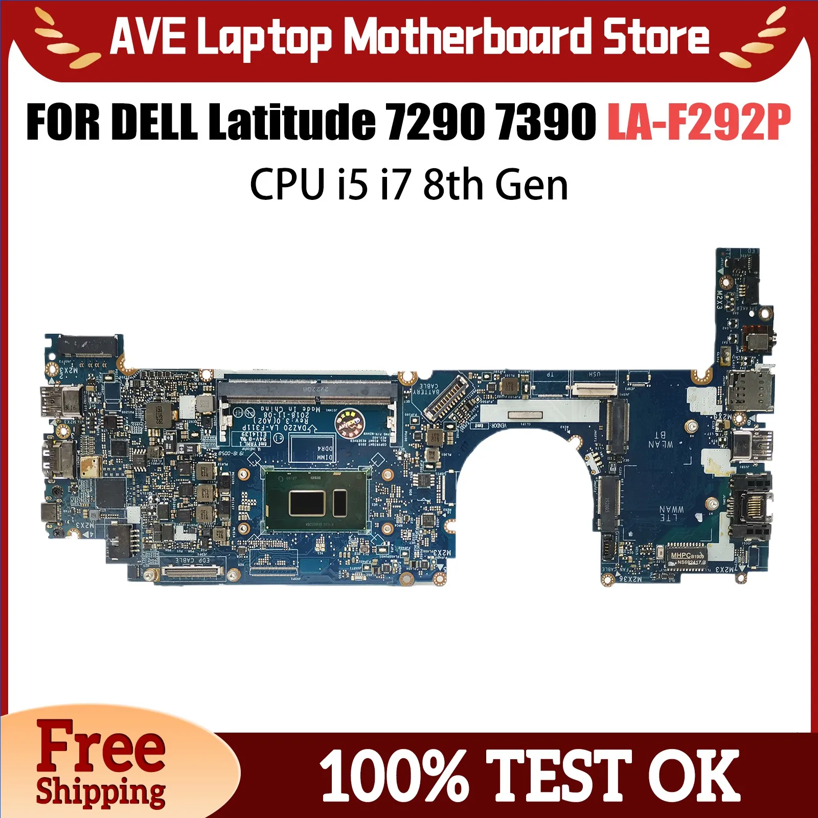 Motherboard Laptop UNTUK Dell Latitude 7290 7390 0858KT 0J8CVM 02D68W 0RMD5P LA-F311P Notebook Mainboard i5 i7 8th Gen