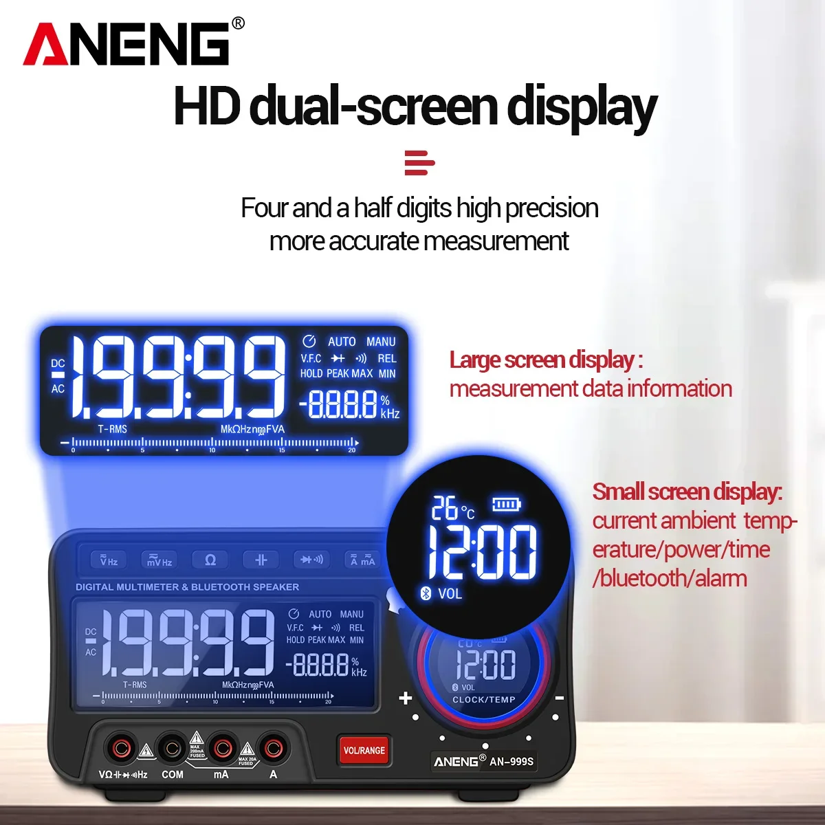 ANENG AN999S PRO Multimeter Bluetooth Tester 19999 Counts Profesional Digital True Rms Autorange Transistor Tool Meter