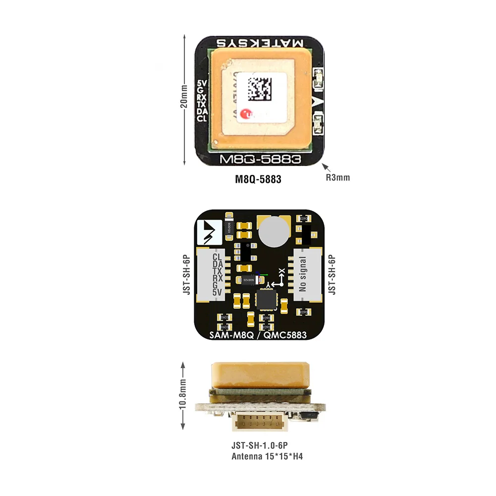 新しいMatek Systems M10Q-5883 72チャンネルSAM-M10Q GPS & QMC5883Lデジタルエアスピード4〜9Vコンパスモジュール付きRC FPVレーシングドローン用