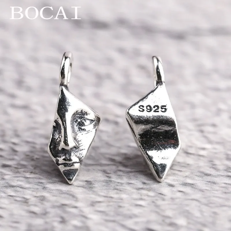 

BOCAI New S925 Silver Jewelry Half Face Buddha Tibetan DIY Bracelet Pendant Accessories