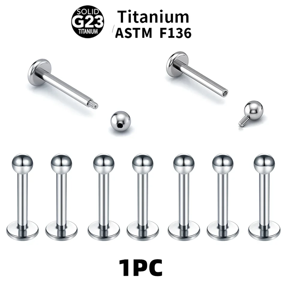 1PC Titanium Labret Piercing Lip Rings Tragus Oreja Cartilage Stud Earring Labret Body Jewelry Piercings 14G 16G