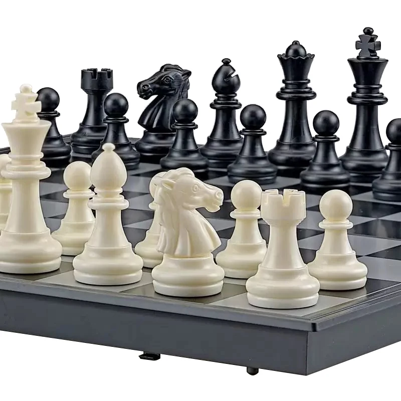 32 Pcs Magnetic Chess Pieces Wood-Plastic Chessman Bottom Flocking Cloth Black White Gold Silver Spare Chess Game Accessories
