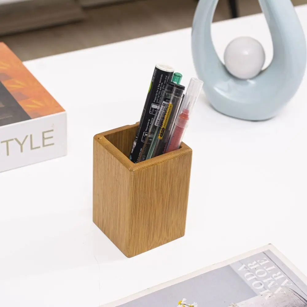 Simplicity Design Student Stationery Home Study Office Pencil Organizer Desktop Storage Desktop Organizer Bamboo Pen Holders