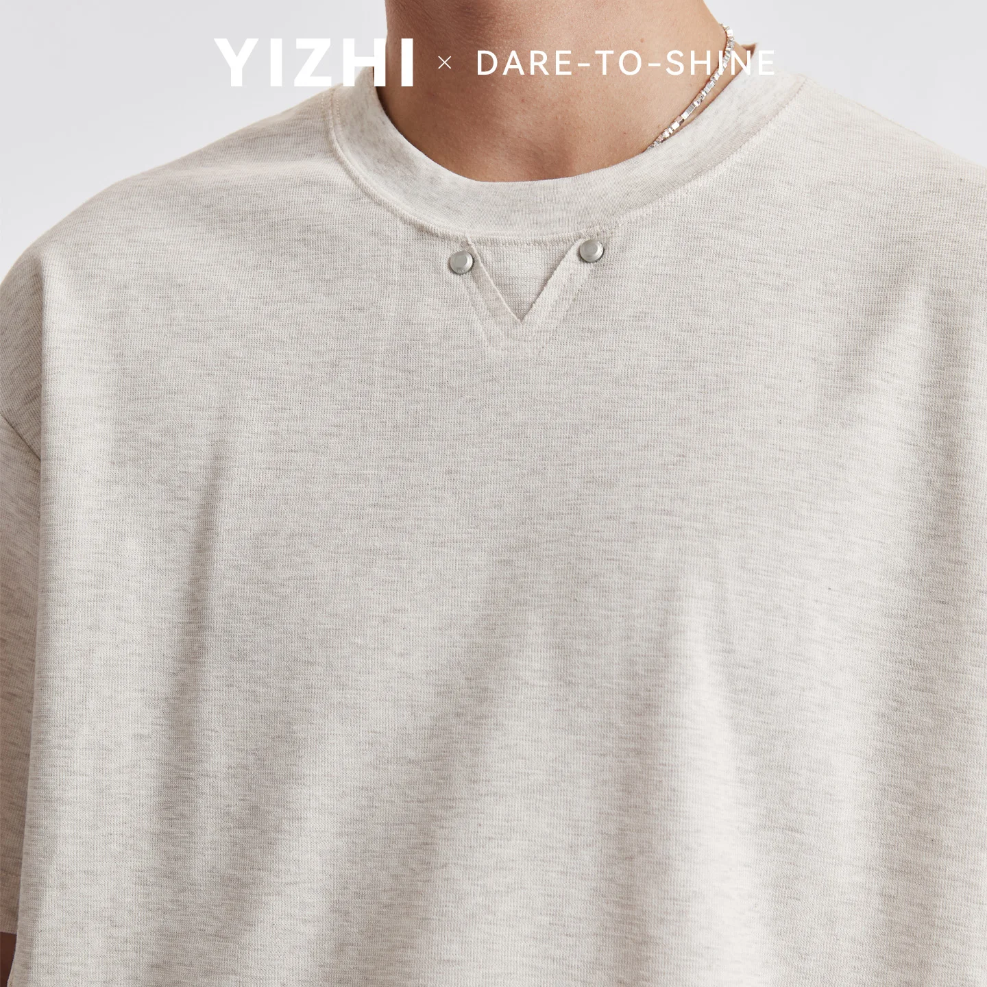 Men Fake V-Neck Rivet Drop Shoulder Short Sleeve T-Shirt Summer Loose Textured Solid Color Daily Commuter Versatile Casual Top