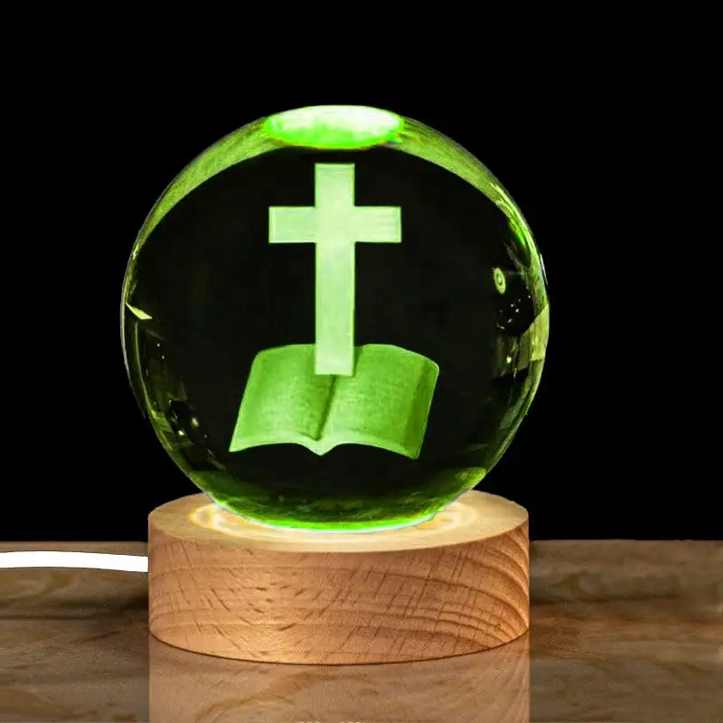 6cm Biblical Cross Crystal Ball Inspirational Decor for Faith Serenity Christian Holidays, Baptisms, Spiritual Reminders Gift