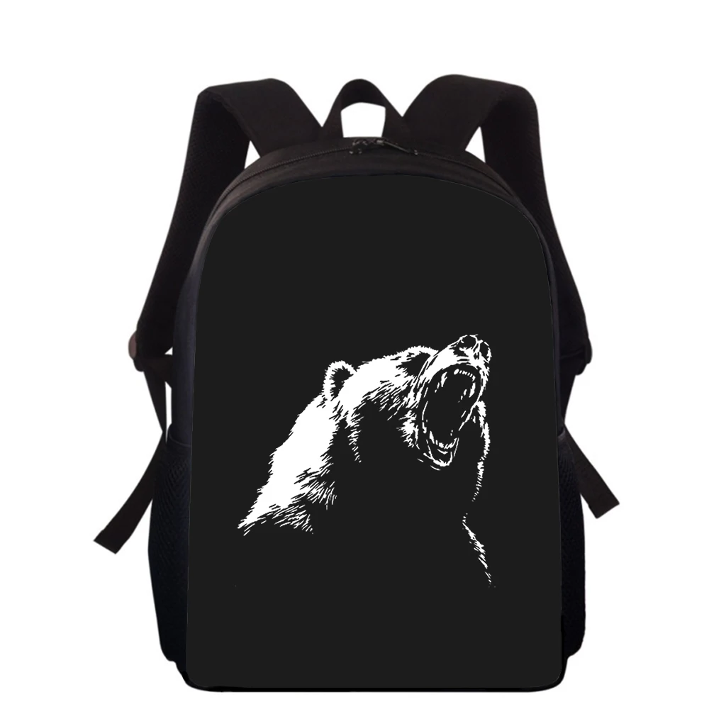 Sac à dos ours de personnalité féroce pour enfants, impression 3D, sacs d'école primaire pour garçons et filles, sac à dos pour étudiants, sacs de livre scolaire, 16 po