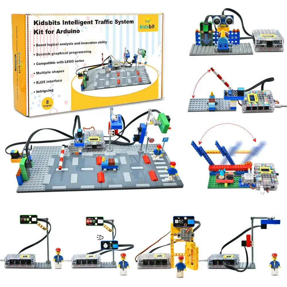 Keyestudio UNOR3 インテリジェント交通システムキット – Arduino Legoeds対応 STEMキット（Scratchグラフィカルプログラミング対応）