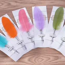 19 Colors Fashion Feather Quill Ballpoint Pen For Wedding Gift Office School Kawaii Supplies cheap sale