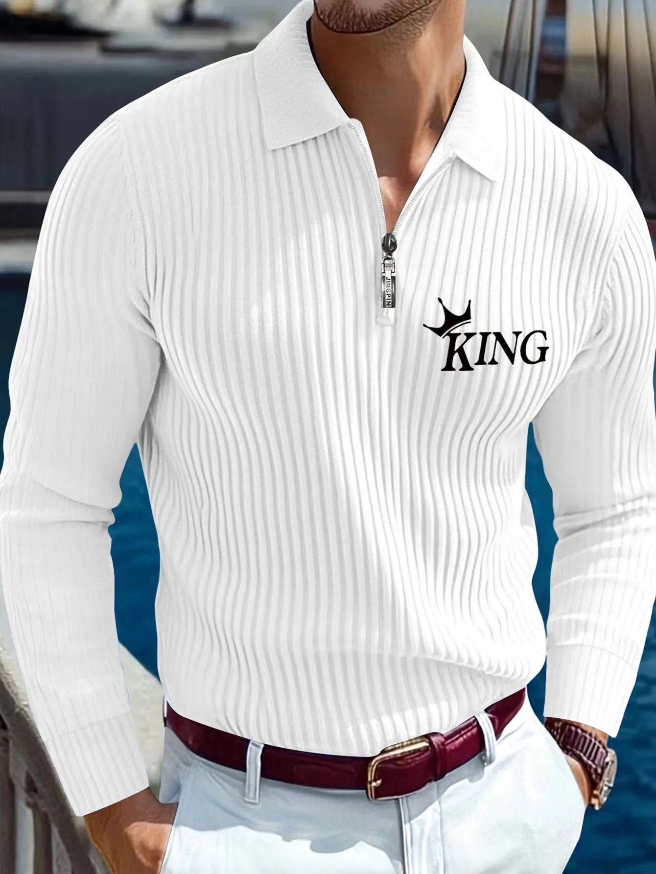 Men's Autumn/Winter Button-Up Zippered Long Sleeve Polo Shirt Casual Business Fashion Comfortable Soft Daily Wear