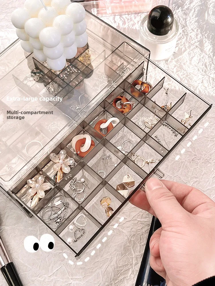 Acrylic Jewelry Storage Box Drawer Style Anti-Oxidation Earring Necklace Stud Ear Decor Home Organization Desktop Accessory