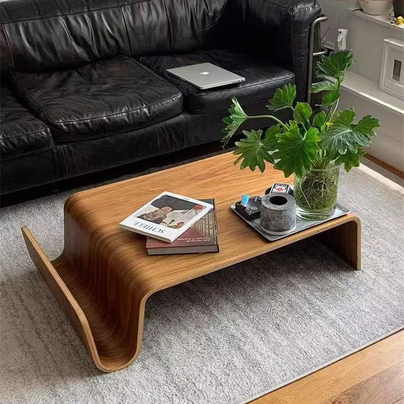 Solid Wood Coffee Table Modern Bentwood Room Desks Portable Low Center Tea Table  Living Room Furniture Side Storage Design