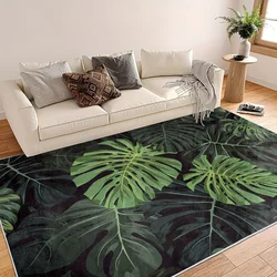 Tropical Dark Green Leaves Pattern soggiorno tappeti divano tavolo ampia Area tappeti lavabili ingresso interno tappetino Decor tappeti