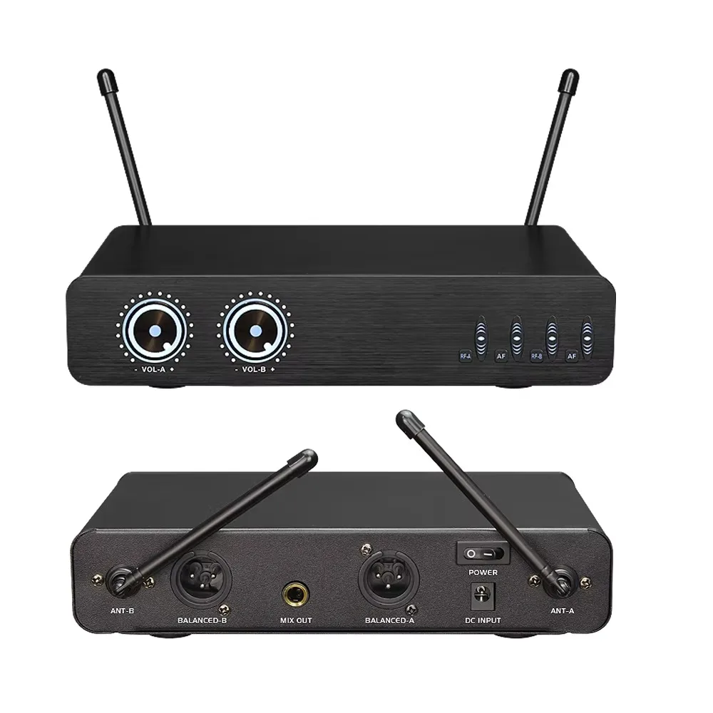 Mikrofon Bluetooth nirkabel Uhf, mikrofon profesional jangkauan kerja 150m Speaker Karaoke dengan 2 mikrofon dakwah hy226