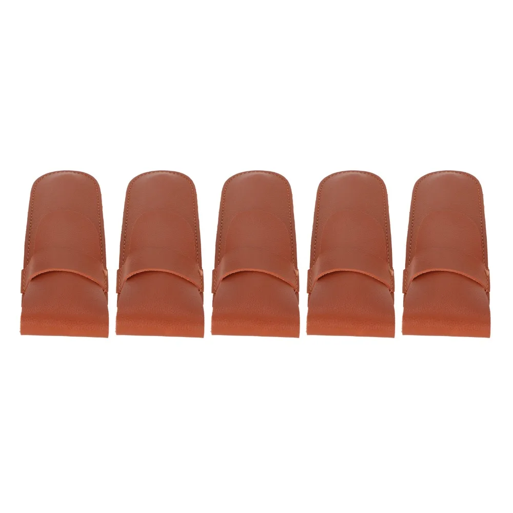 5pcs Salon Use PU Leather Clipper Case Exquisite Brown Storage Bag Durable Flap Cover Protective Sheath Home Use