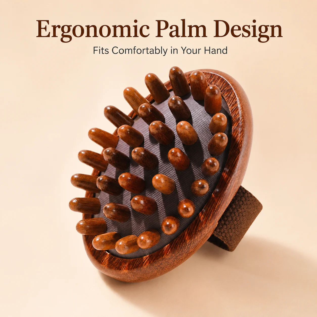 Wooden Scalp Massager Brush Handheld Hair Massage Comb with Elastic Strap Rounded Tips Head Relaxing Care Tool for Home Use