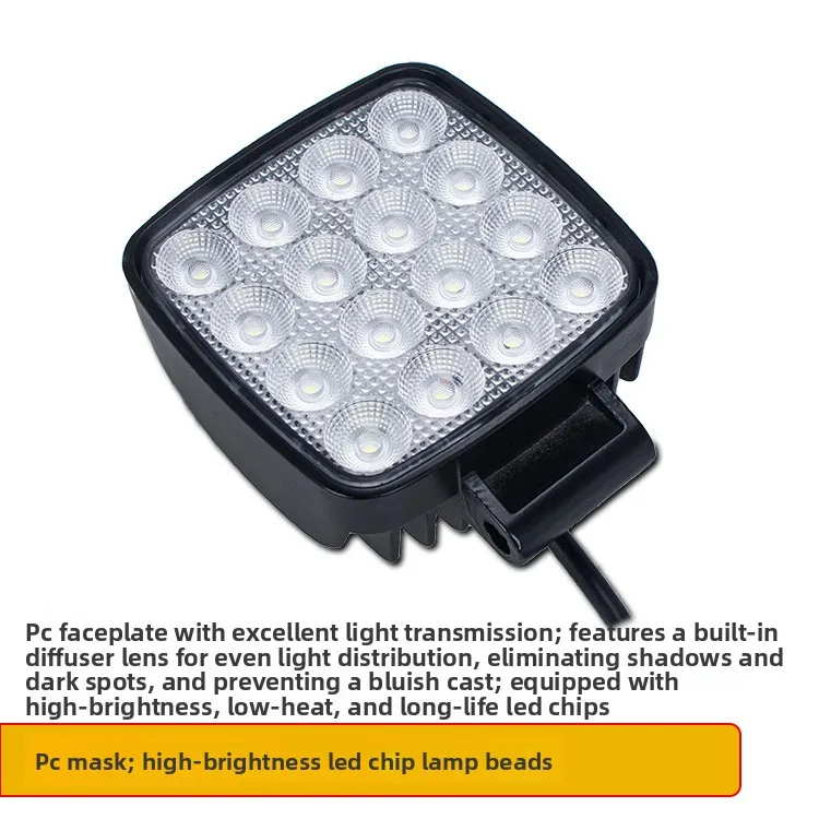 16-LED Work Light Aluminum Housing for Excavator Forklift Loader Construction Machinery Super Bright Offroad