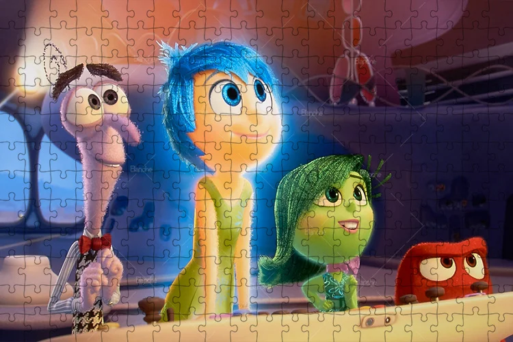 Inside Out Cartoon Anime Movie 1000PCS Puzzles Disney Blue Green Kids Paper Jigsaw Puzzle Game For Kids Teens Like Friends Gift