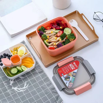 휴대용 도시락 용기, 2 층 그리드 샐러드 그릇, 도시락 상자, 1100ml, 1500ml