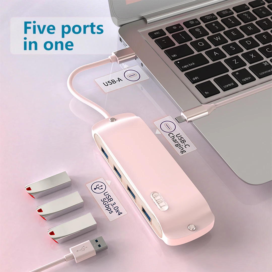 Usb 5 in 1 Hub 3.0 Docking Station Usb 3.0 Splitter Several Ports Type C Extensor Usb Dock Concentrator 4K HD For Xiaomi Lenovo