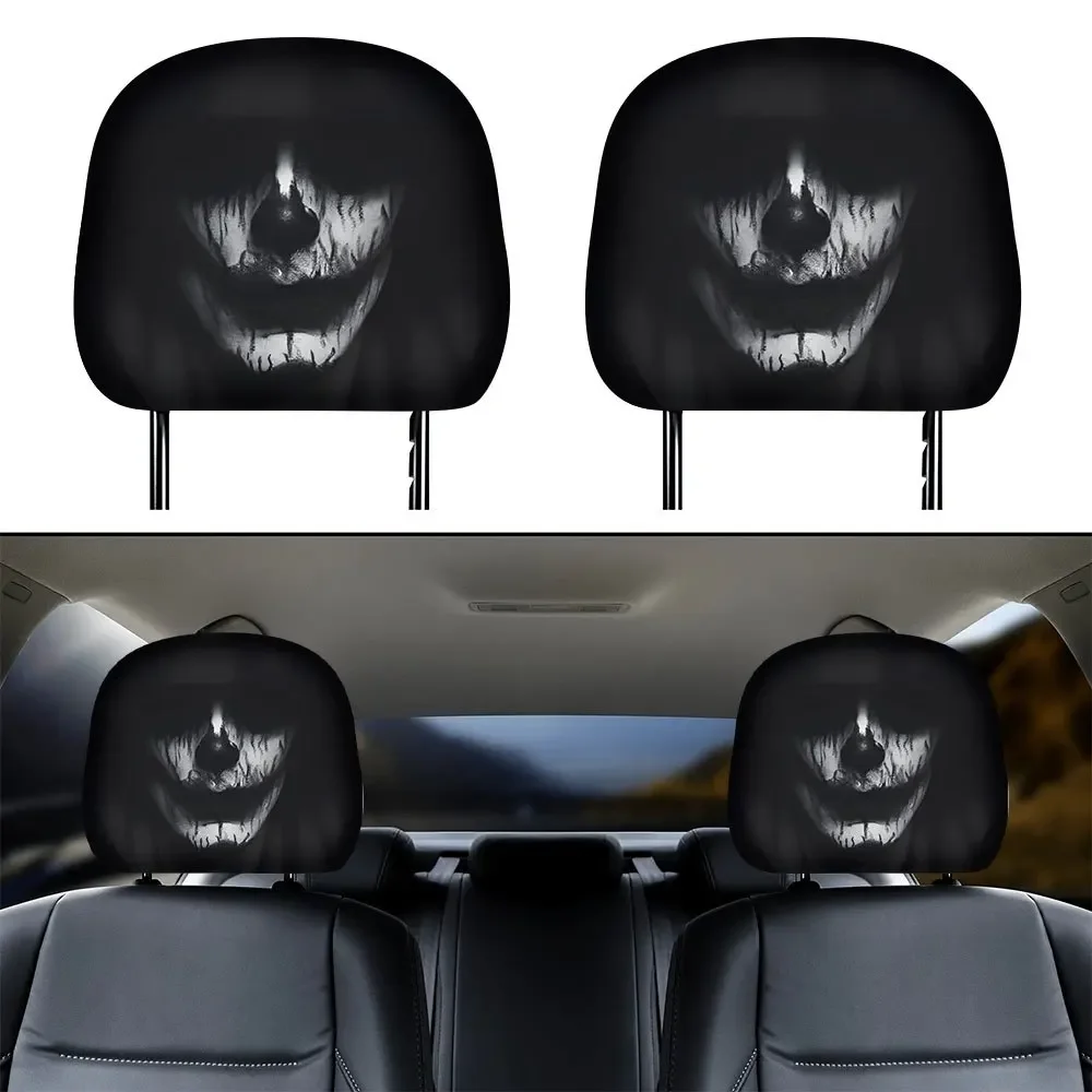 Clown Makeup Headrest Covers 2pcs, Easy-Clean Elastic Seat Headrest Protectors