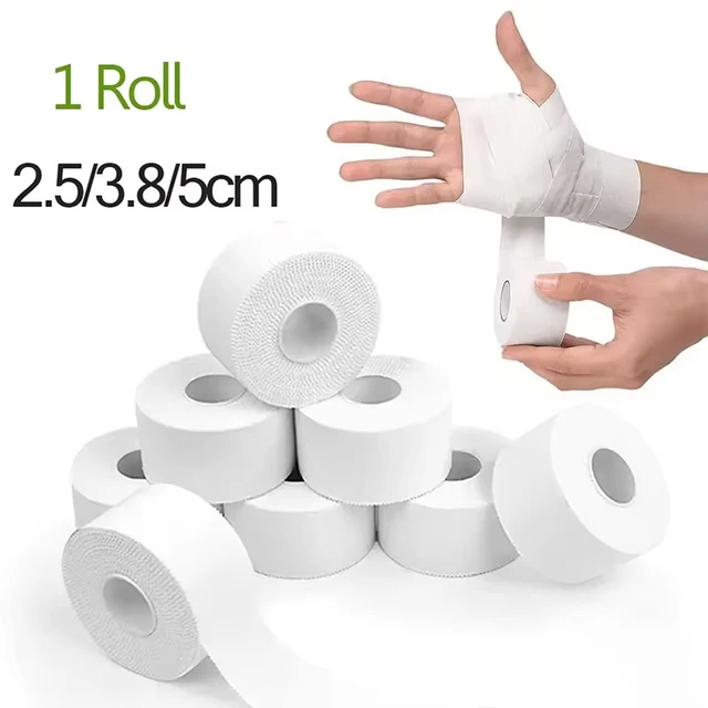 1 rolka 2,5/3,8/5 cm 9,1 metra taśma sportowa bandaż bawełniany wiązanie skręcone palce kostki wsparcie nadgarstka ból mięśni