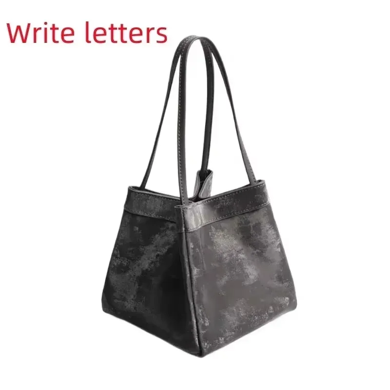 

Luxury Designer Bucket Bag Women 2025 New High Quality Silk Suede Leather Square Handbag Custom Write Letters Trend Shoulder Bag