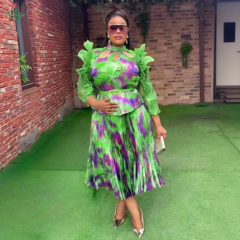 

2025 Fashion African Summer Pleated Dresses For Women Plus Size Africa Elegant Kaftan Muslim Evening Party Chiffon Dress