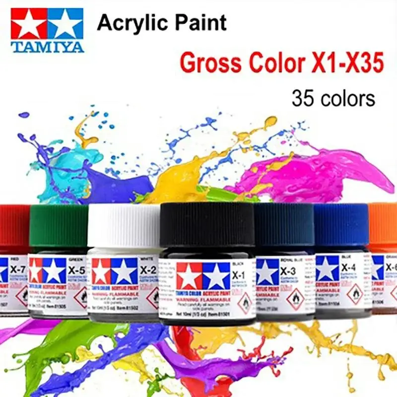 X1-X23 Acrylic Paint 10ml Gloss Finish Water Soluble Pigment for Plastic Model Assembly Hobby DIY Art Supplies