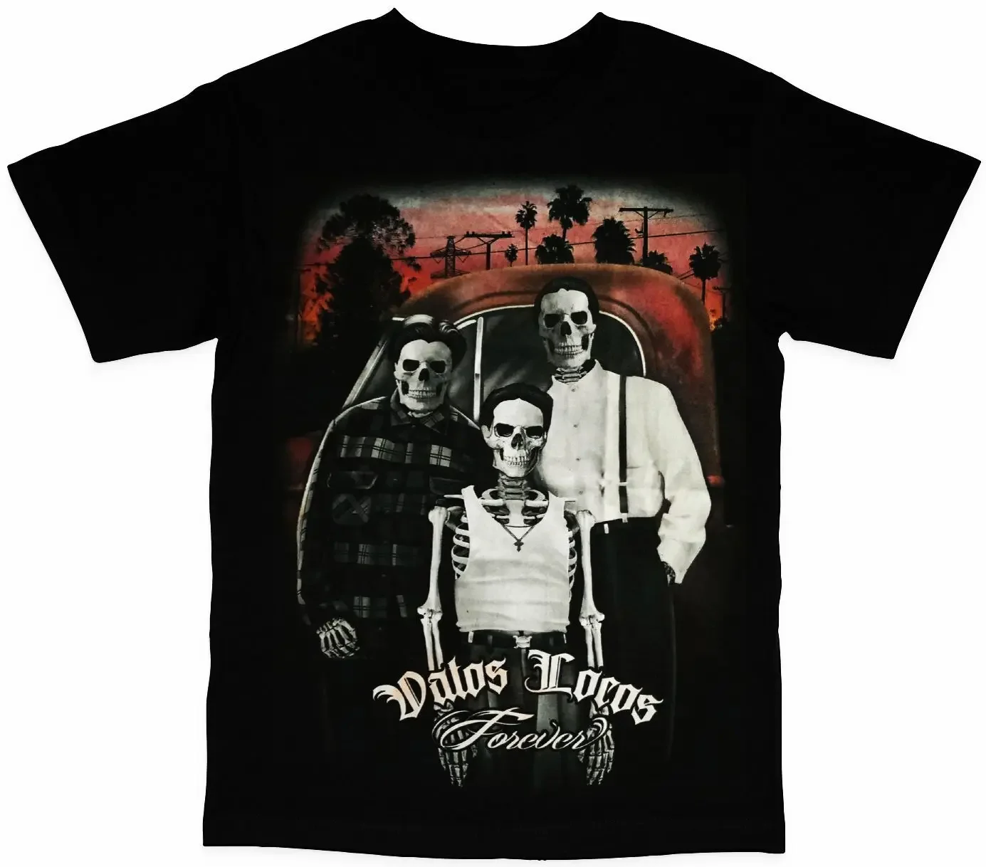 Vatos Locos Forever Skelton Dia De Los Muertos Mens T Shirt