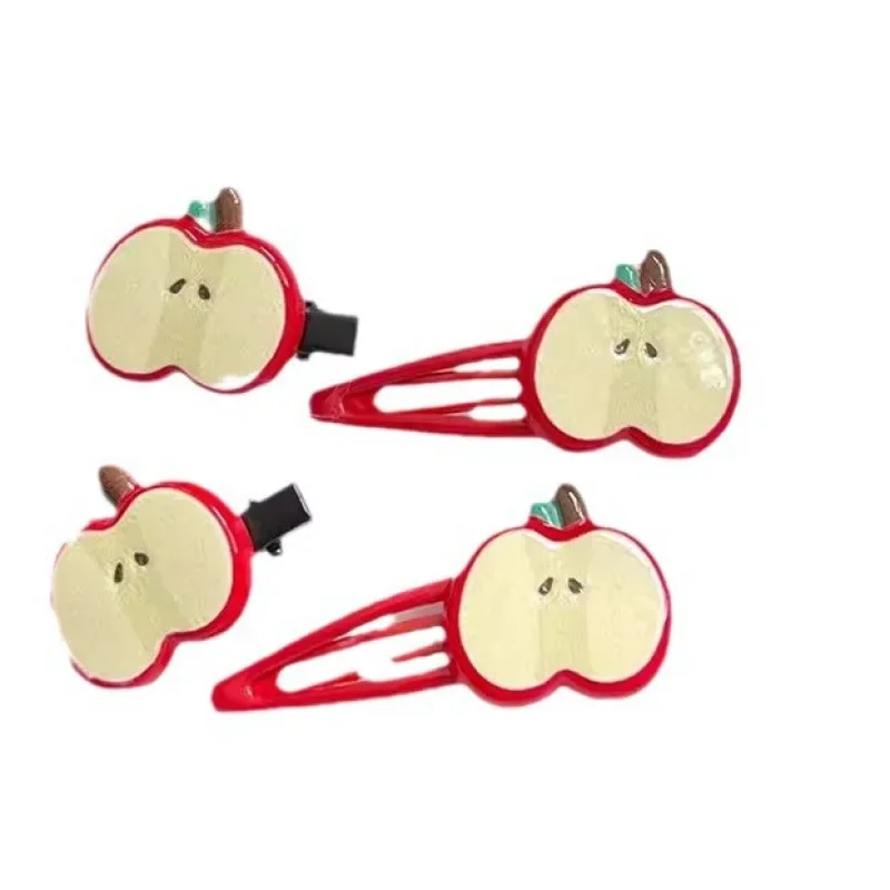 قطعتان من مشابك شعر التفاح اللطيفة، مشابك الانفجارات الجانبية الأنثوية، مشابك الشعر المكسور للأطفال، مشابك الشعر وأغطية الرأس #5