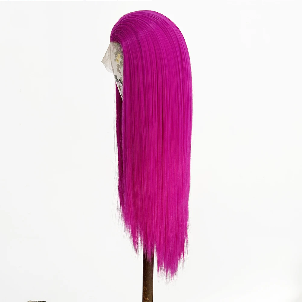 Hot Pink Straight Lace Wig Synthetic Lace Front Wigs for Women Natural Hairline Free Part Glueless Synthetic Wigs Daily Party