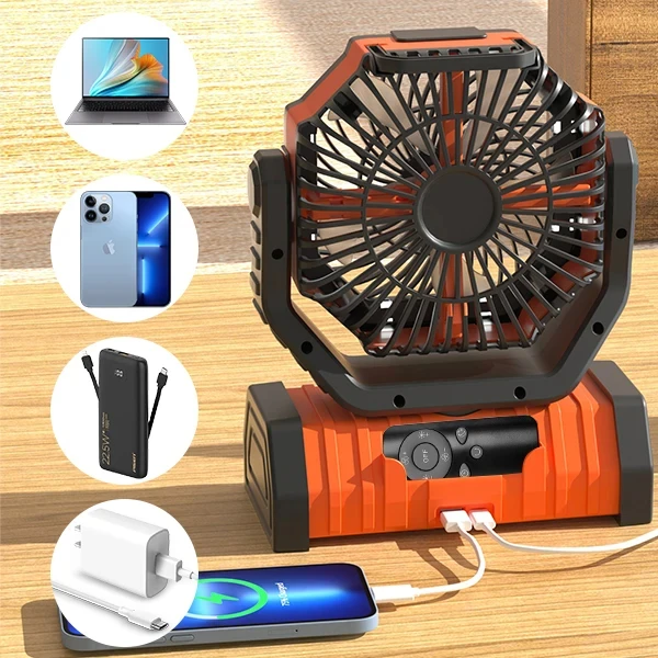 20000mAh High-Capacity Battery LED Light Camping Fan Movable Wireless Air Circulators Outdoor Ventilador with Hook image 4