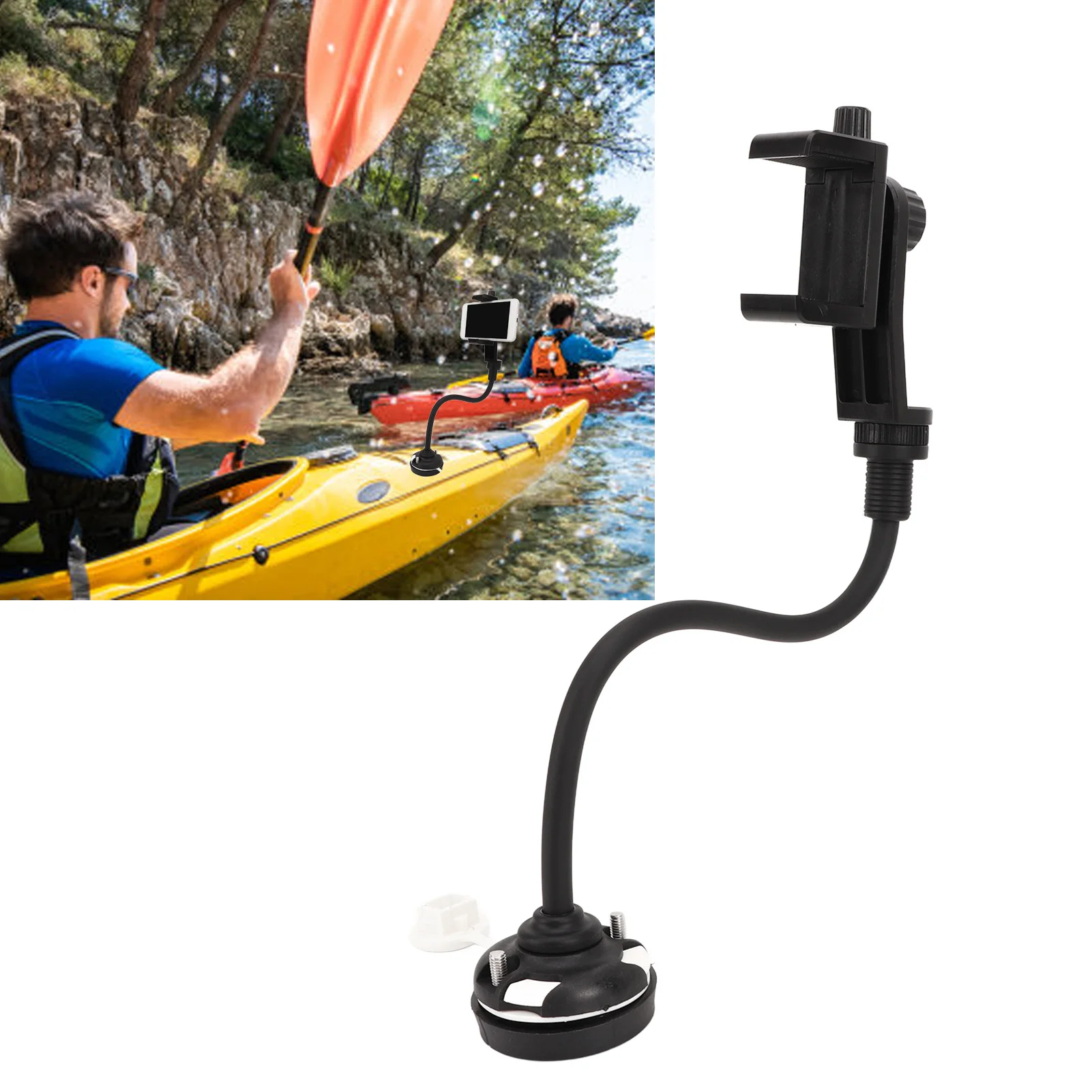 Kayak Phone Mount Holder 360 Degree Rotatable  Flexible Long Arm Canoe Phone Bracket for Boat Kayak Phone Mount Holder