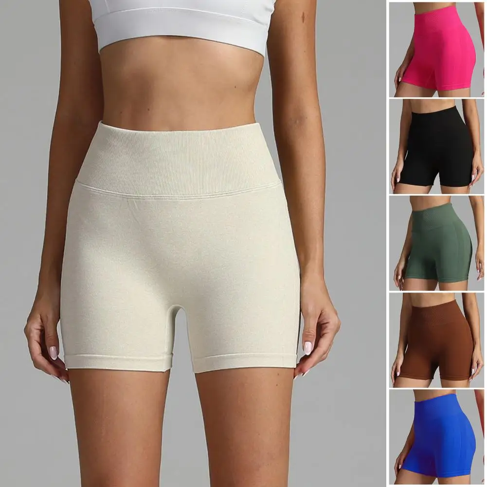 Бесшовные шорты для женщин, шорты для йоги, пуш-ап шорты для тренировок, тренажерного зала, фитнеса, с высокой талией, спортивные шорты, женская одежда