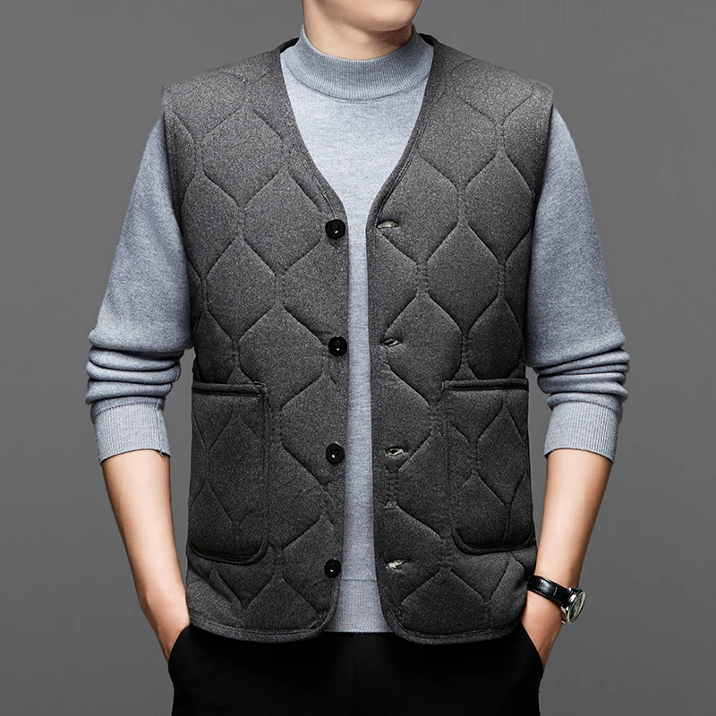 سترة الخريف والشتاء للرجال في منتصف العمر وكبار السن مع سترة سميكة ودافئة من القطيفة #4