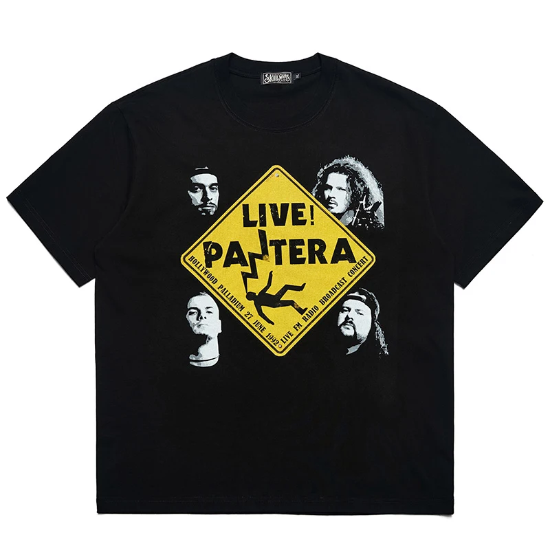 

PANTERA Leopard Pandora Heavy Metal Band Trendy Brand T-Shirt for Men and Women Personality Rock Short Sleeve Heavy Cotton