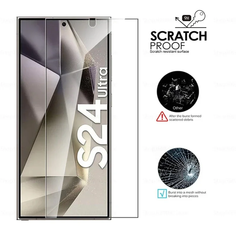 4PCS Full Cover Tempered Glass For Samsung Galaxy S24 Ultra S24 Plus Fingerprint Screen Protector S25Ultra Protective HD Glass