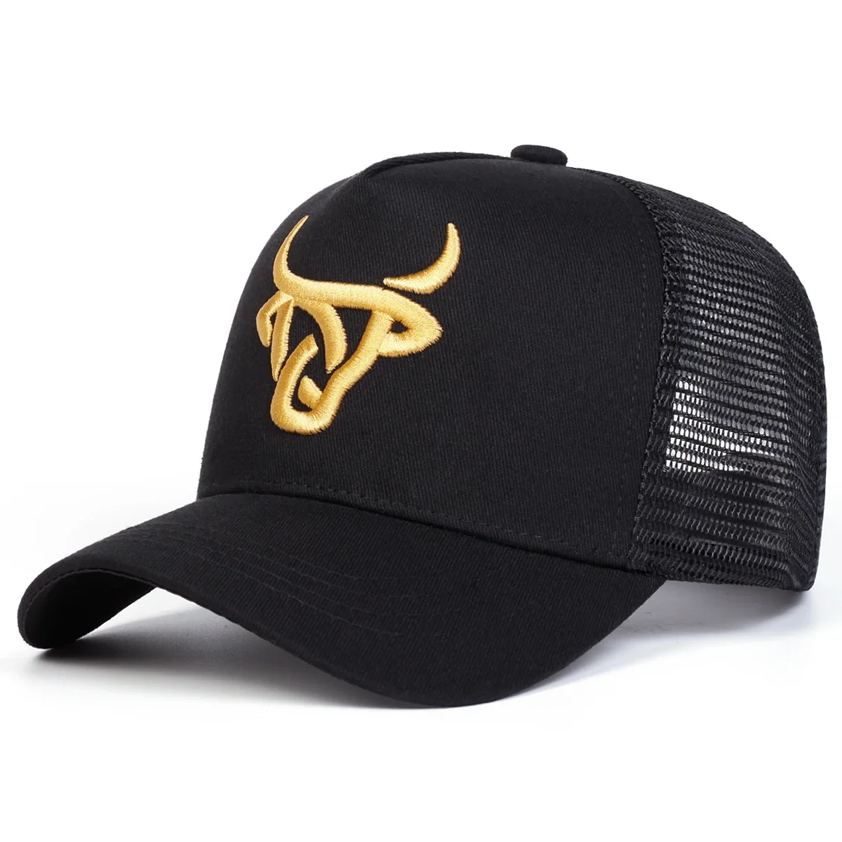Unisex Ox Head Embroidery Baseball Net Caps Adjustable Casual Hats Spring and Summer Outdoor Sunscreen Hats