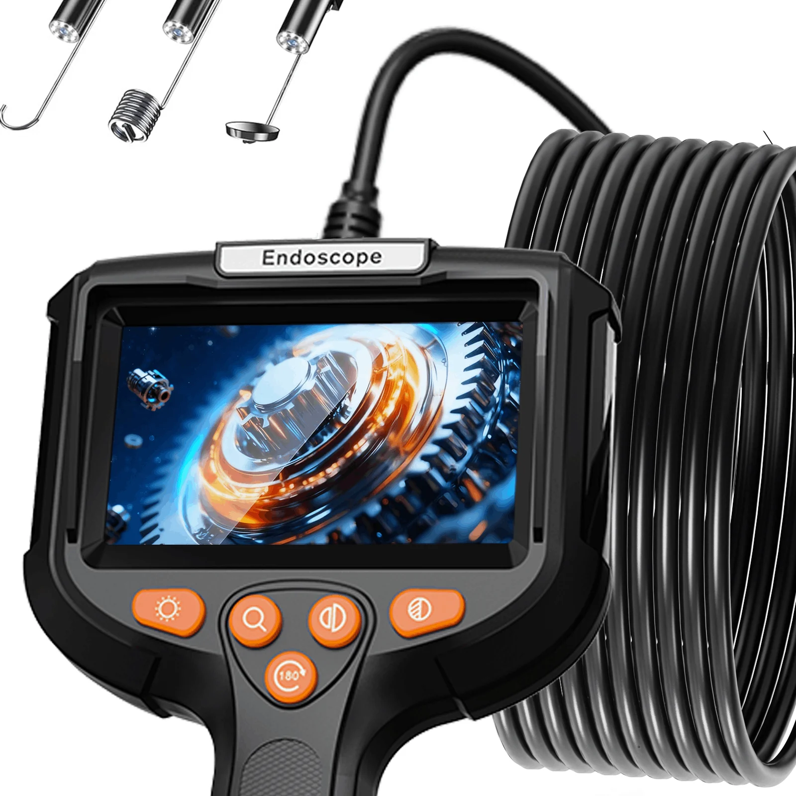 

Эндоскопическая камера, 4,3-дюймовый экран, сменный измерительный жесткий кабель HD1080P, объектив 5,5 мм, проверка трубы, USB-бороскоп, светодиодный