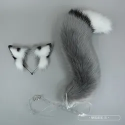 New Grey Wolf Fox Headwear Furry Cat Ear Cat Tail Props Jackal Ears Headband Handmade Anime COSPLAY Lolita KC LOL Accessories