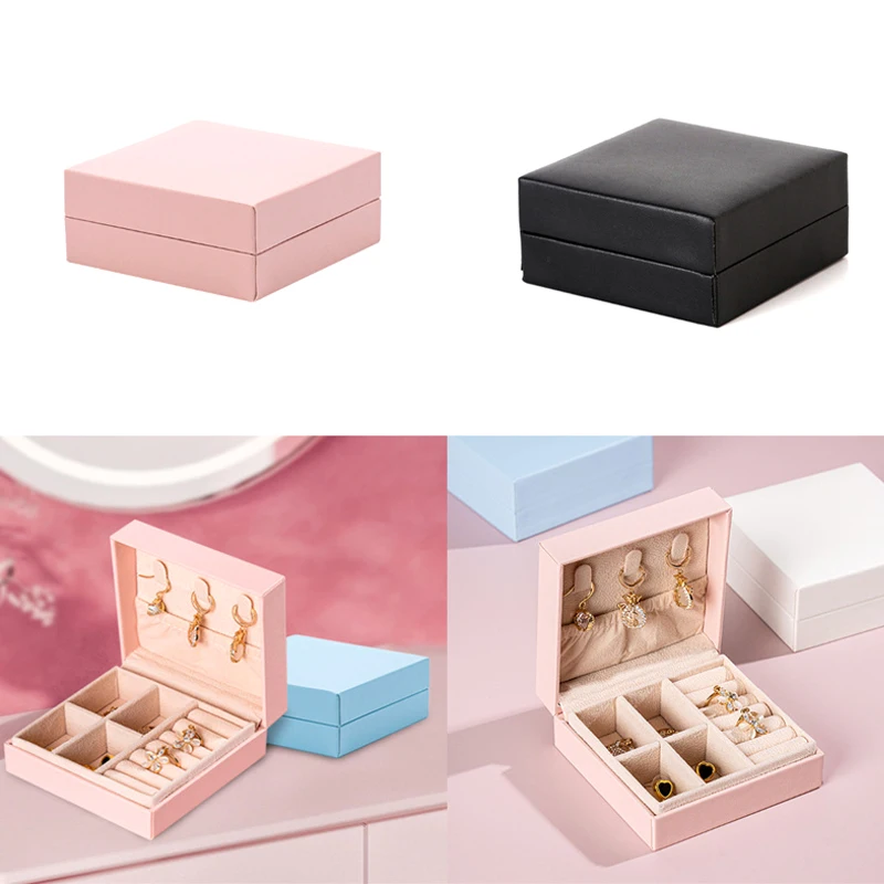 Square PU Leather Bridesmaid Proposal Gifts Travel Jewelry Case Small Bachelorette Party Jewelry Box Bridesmaid Gift Ideas Box