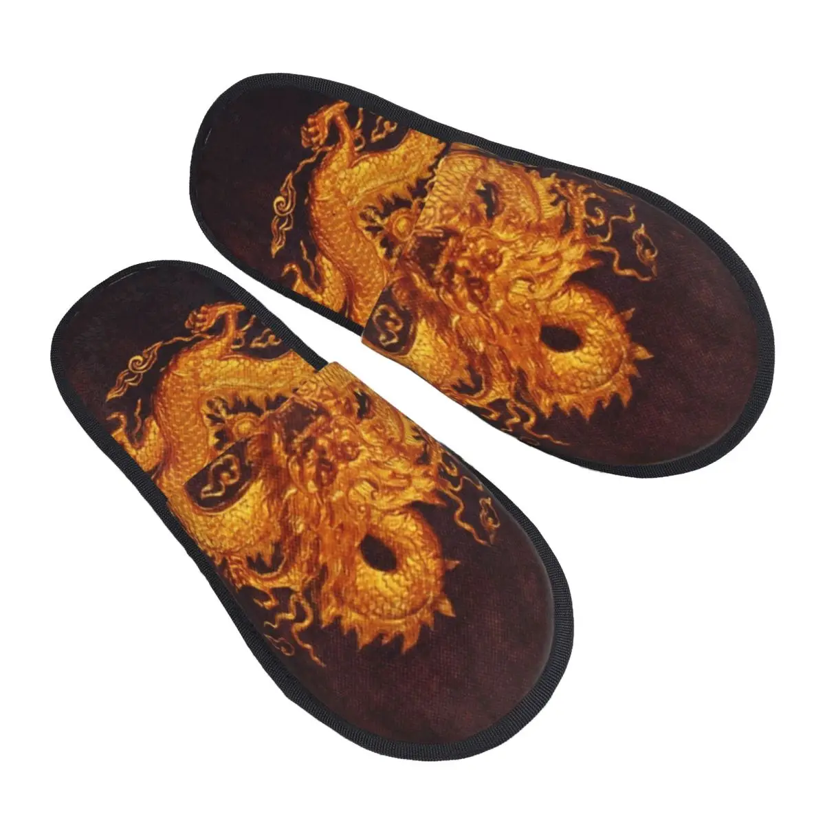 Indoor Dragon Texture Warm Slippers Home Plush Slippers Home Soft Fluffy Slippers