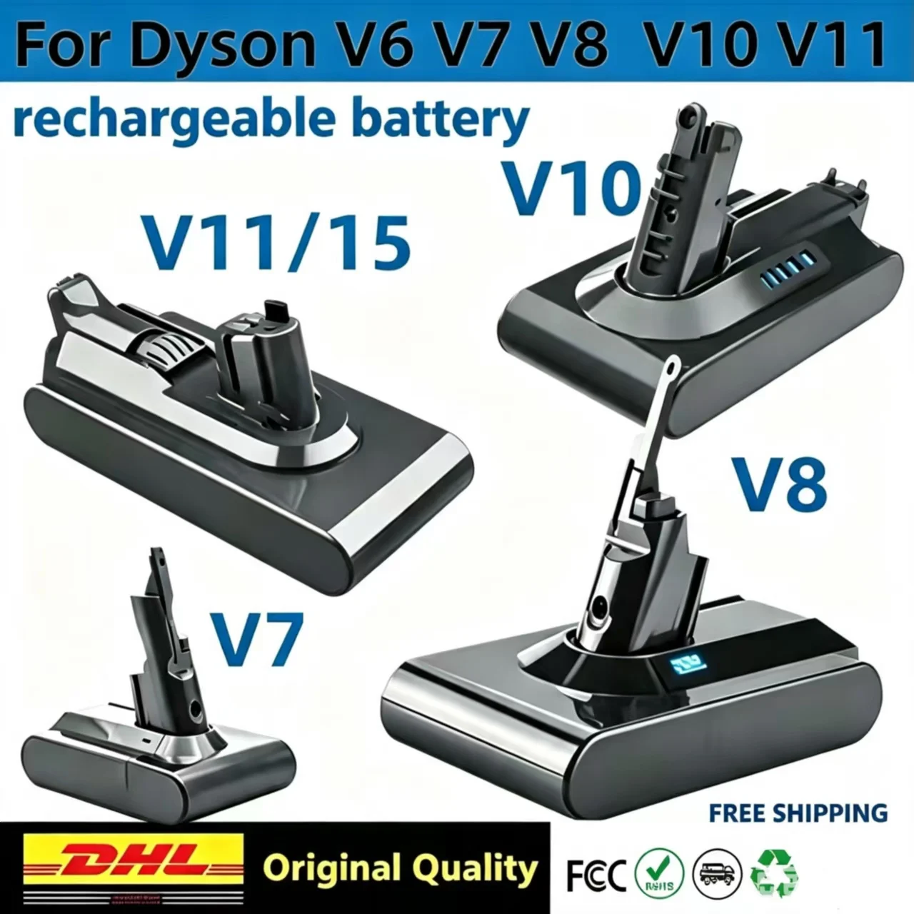 For Dyson V6 V7 V8 V10 V11 V15 Series SV07 SV10 DC62 Absolute Fluffy Animal Pro Bateria Vacuum Cleaner rechargeable Battery